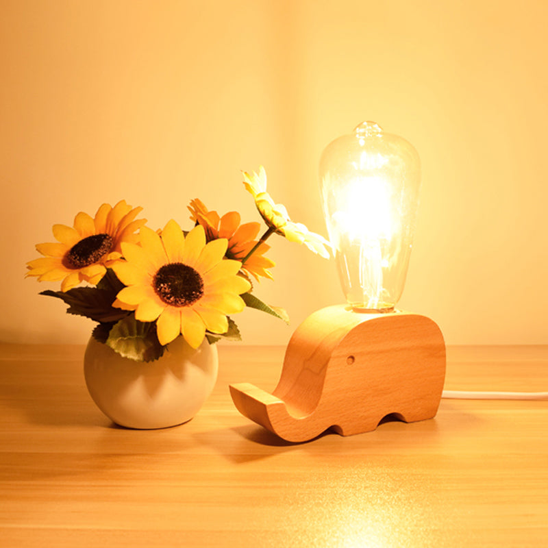 Lampe de lecture de bulbe unique moderne avec une nuance en verre mouton beige / éléphant / vache petite lampe de bureau pour chambre à coucher
