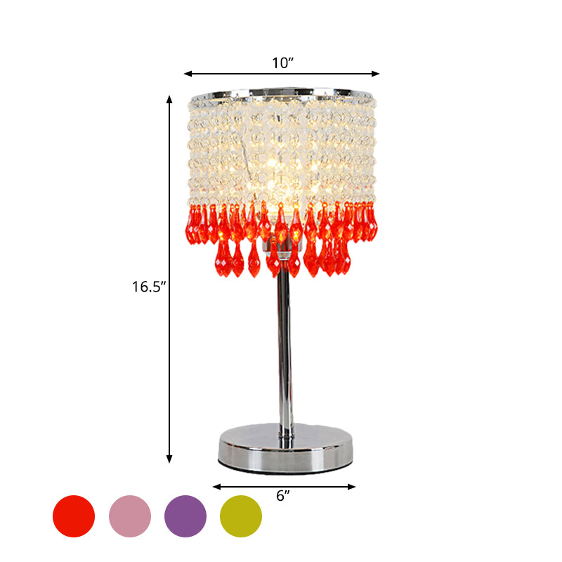 Crystal perled rouge / rose / violet lampe 2 niveaux Pichet à pain de nuit moderniste simple