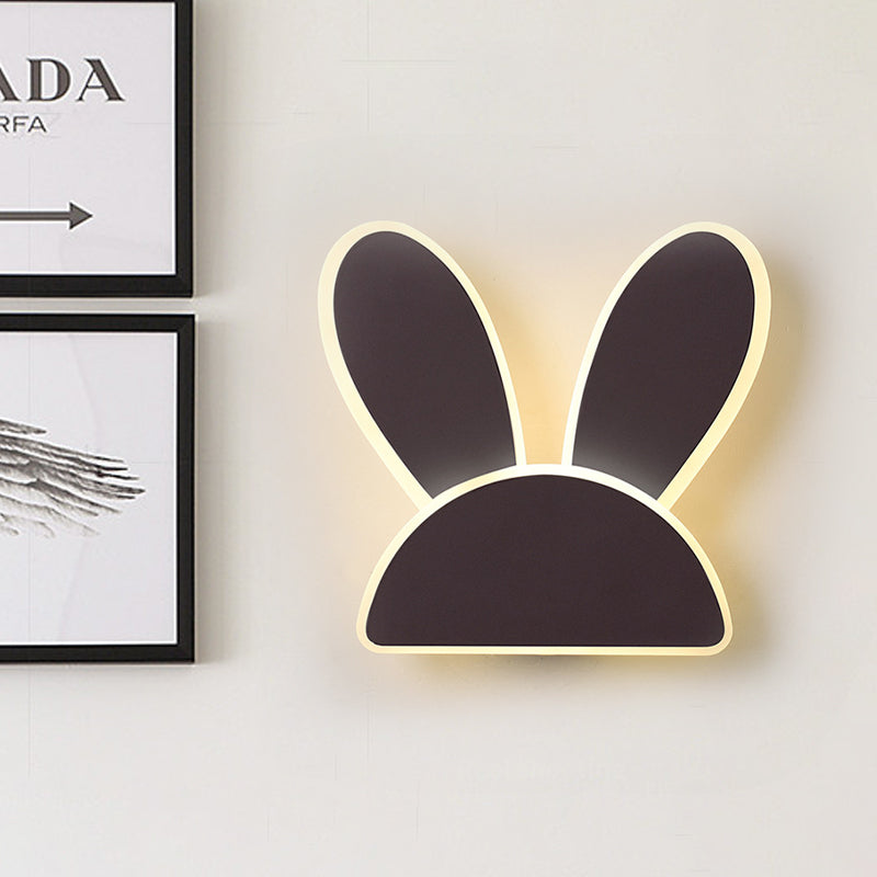 Rabbit Wall Sconce Light Fixture Kids Iron Black/White LED Wall Mounted Lighting for Living Room
