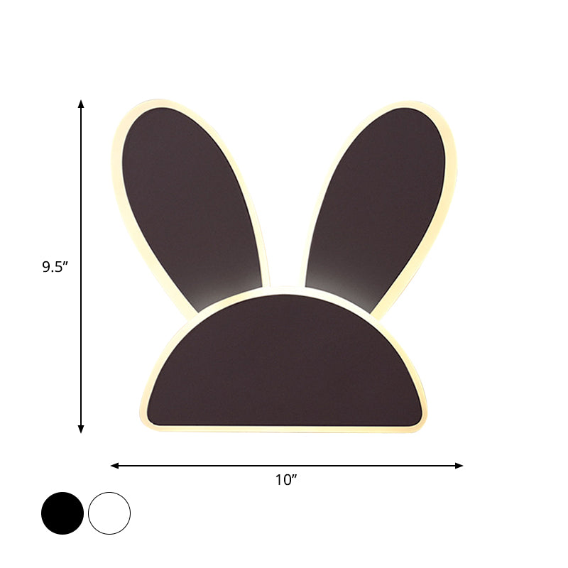 Rabbit Wall Sconce Light Fixture Kids Iron Black/White LED Wall Mounted Lighting for Living Room