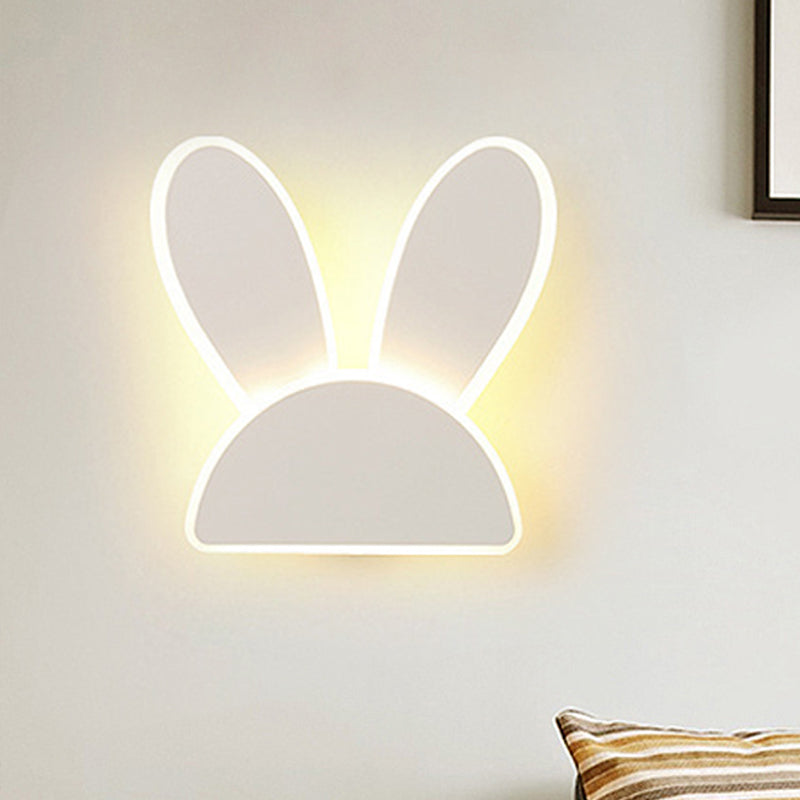Rabbit Wall Sconce Light Fixture Kids Iron Black/White LED Wall Mounted Lighting for Living Room