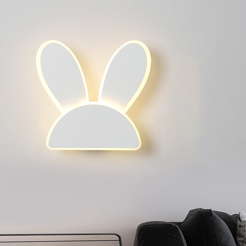 Rabbit Wall Sconce Light Fixture Kids Iron Black/White LED Wall Mounted Lighting for Living Room