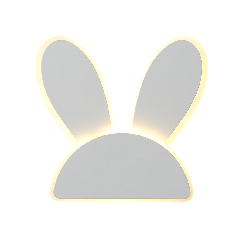 Rabbit Wall Sconce Light Fixture Kids Iron Black/White LED Wall Mounted Lighting for Living Room