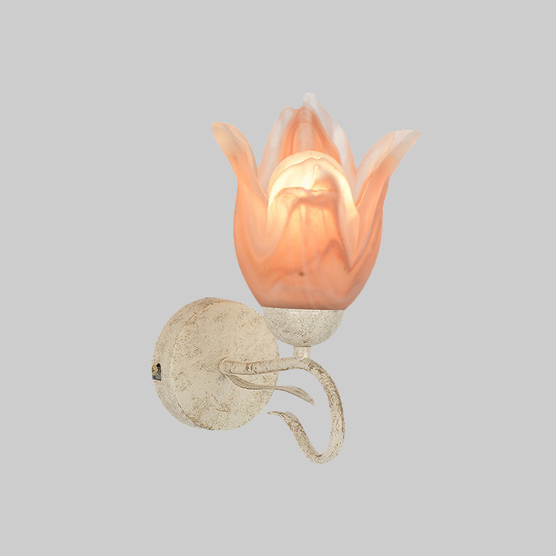 Weiße Blumenwandleuchten Licht Traditionalismus Frostiertes Glas 1 Kopf Wohnzimmer Wandbeleuchtung