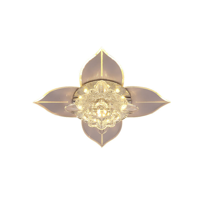 Blume Clear Crystal Flush Mount Beleuchtung Einfache LED Flur Deckenleuchte mit Blatt Rand, Warm/Weiß/Multi Farbe Licht