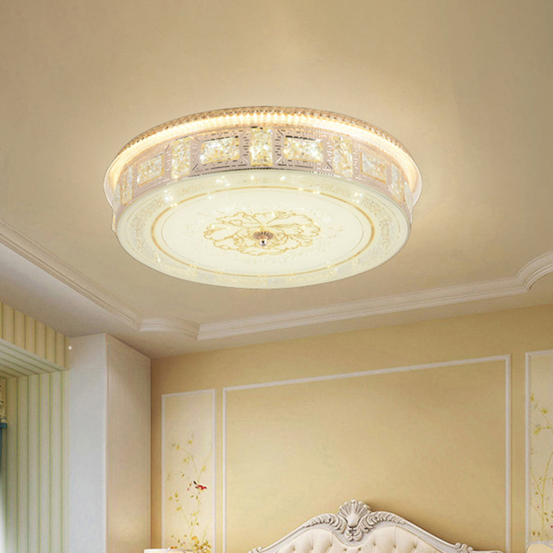 Projecteur LED encastré en cristal moderniste or rond/carré salon motif floral éclairage de plafond