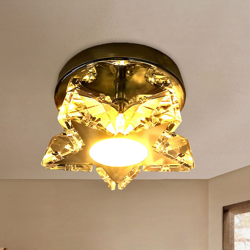 Étoile en cristal Étoile en forme d'ébullition Fixe Fixture à cheval LED Contemporaine Bédoulier léger en nickel, lumière blanche / lumière blanche