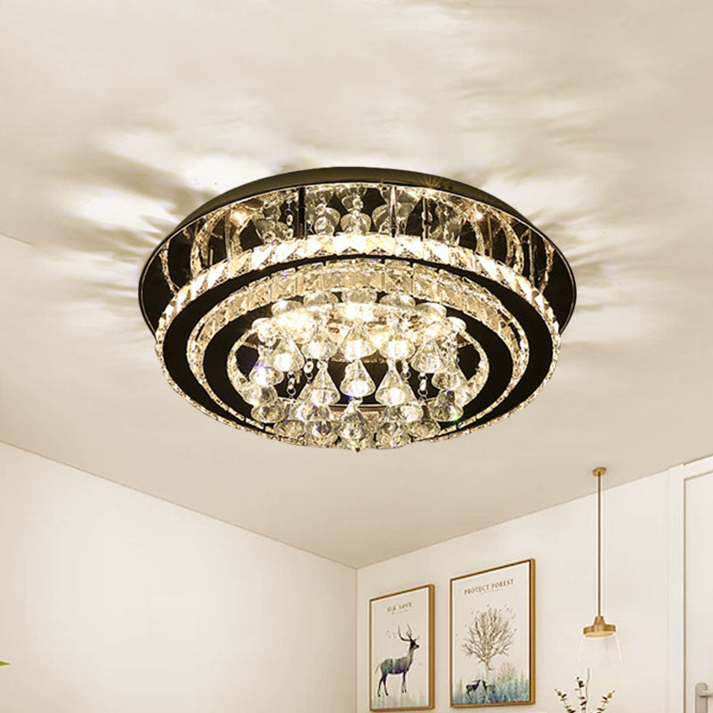 Spot LED encastrable en forme de larme, finition chromée minimale, plafonnier en cristal à facettes