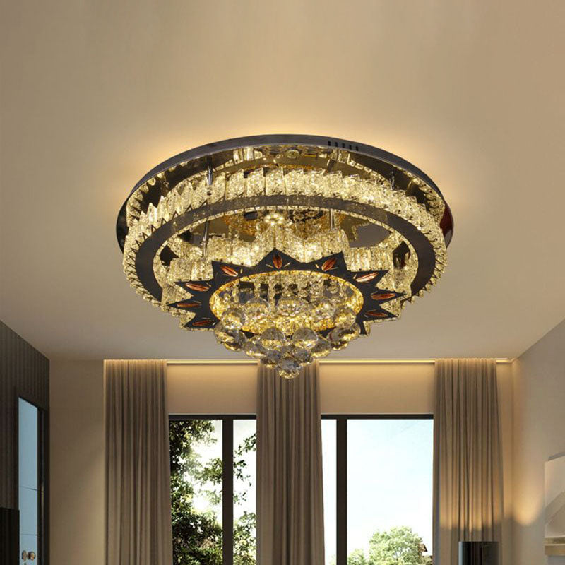 Nickel Icycle Flushmount Modernism Clear Crystal Ball LED Bedroom Close to Ceiling Light