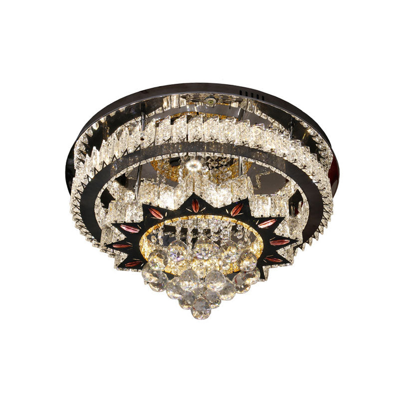 Nickel Icycle Flushmount Modernism Clear Crystal Ball LED Bedroom Close to Ceiling Light