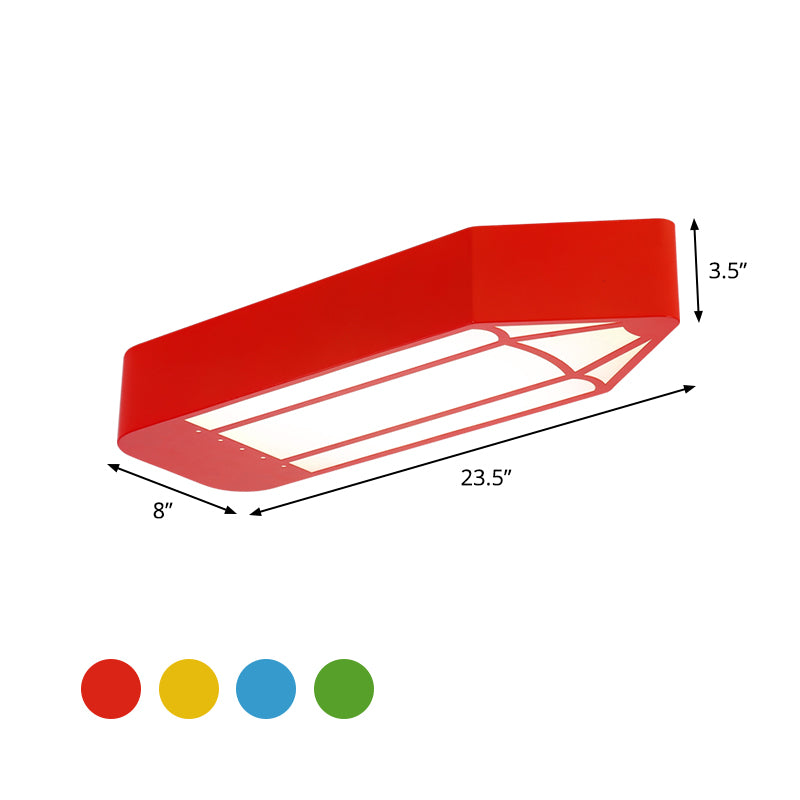 Red/Blue/Green Pencil LED Flush Light Kids Style Metal Flush Mounted Ceiling Light for Nursery School