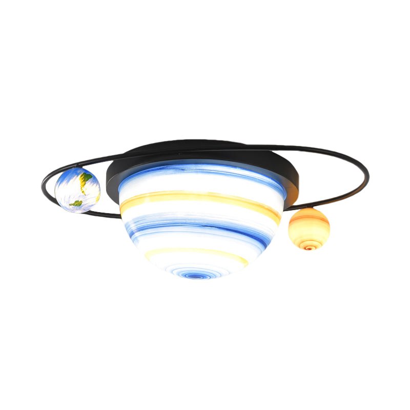 Sfera e Astral Child Room Soffitto Flush Vetro Colorato 2-Bulb Bambini Flush Mount Apparecchio di Luce in Blu, Luce Calda/Bianca