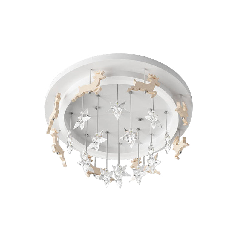Elk Carousel Acrylic Semi Mount Lighting Kid White LED Ceiling Flush Light in Warm/White Light