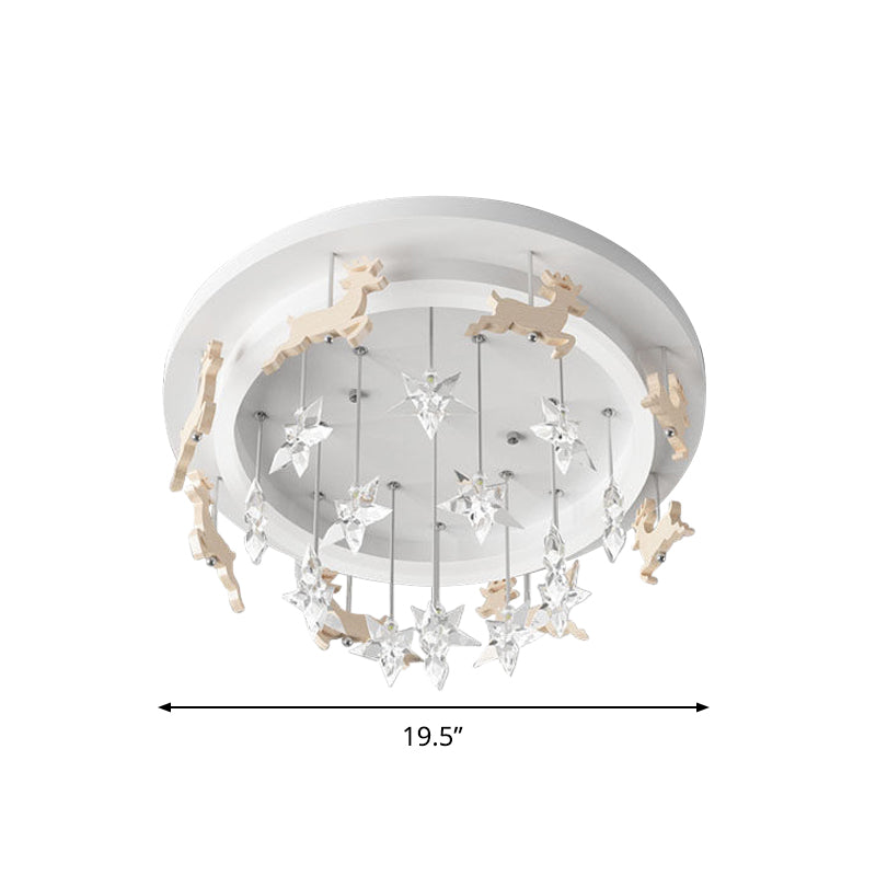 Elk Carousel Acrylic Semi Mount Lighting Kid White LED Ceiling Flush Light in Warm/White Light