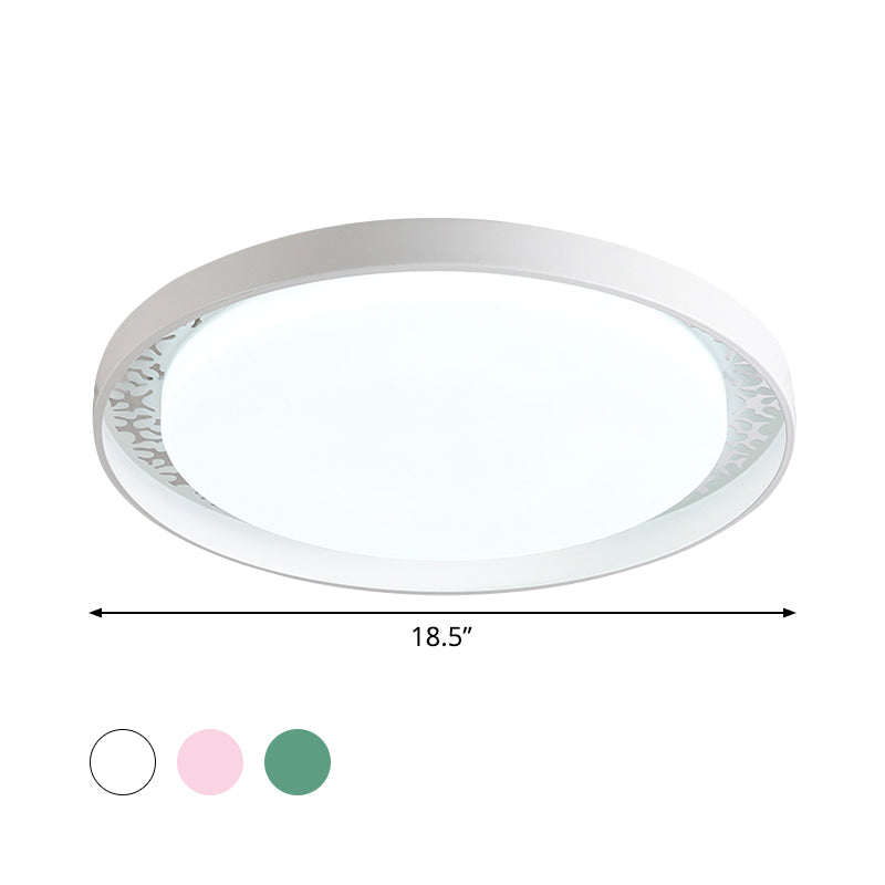 Disque minimaliste mince plafond affleurant acrylique enfants chambre LED encastré éclairage en blanc/vert/rose