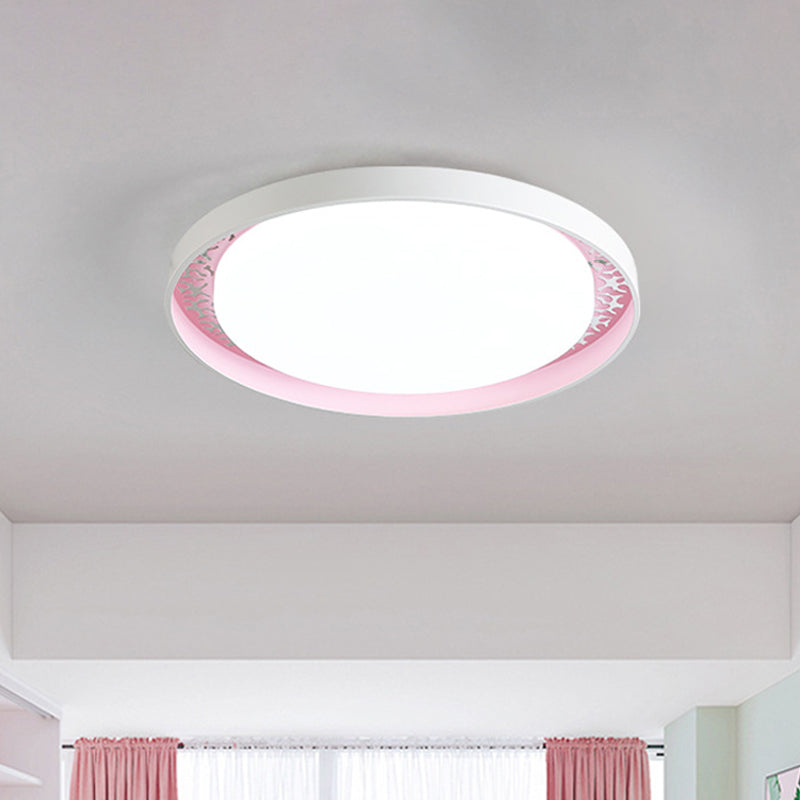 Minimalistische Scheibe Dünne Decke Flush Acryl Kinder Schlafzimmer LED Flush Mount Einbaubeleuchtung in Weiß/Grün/Rosa