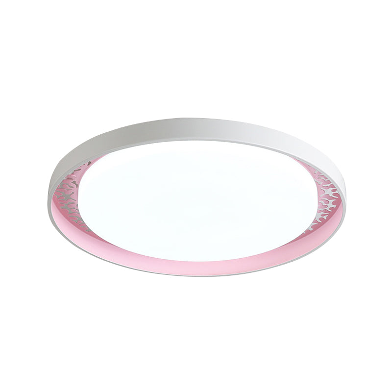 Minimalistische Scheibe Dünne Decke Flush Acryl Kinder Schlafzimmer LED Flush Mount Einbaubeleuchtung in Weiß/Grün/Rosa