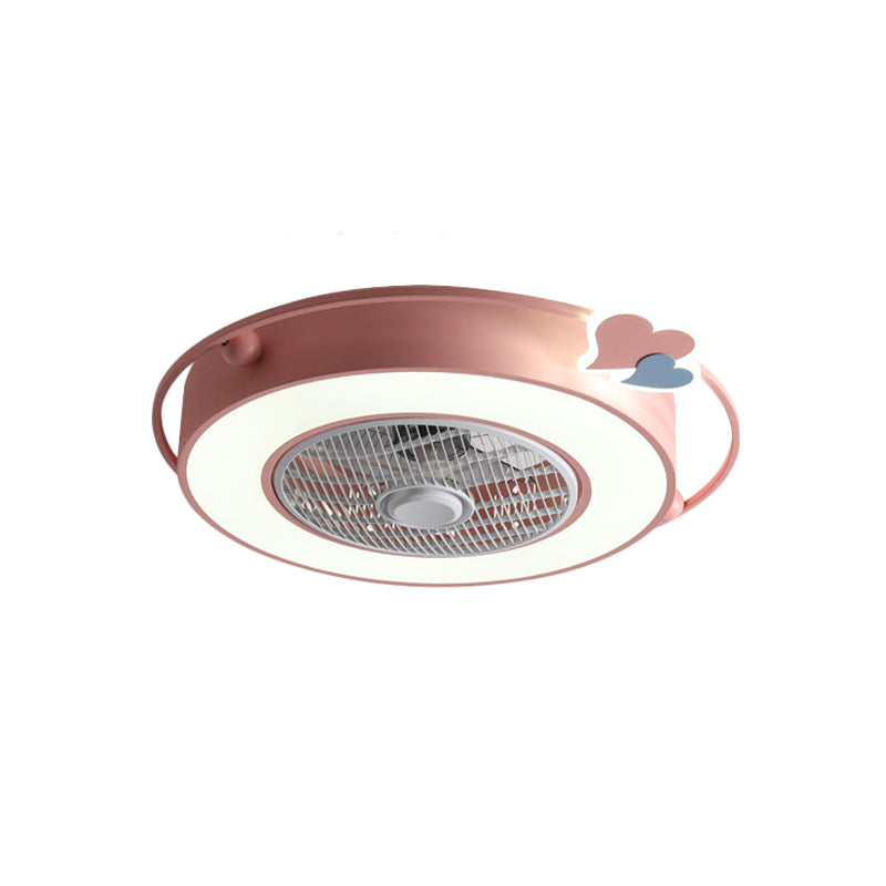 Fan Blue/Pink LED Afferty Acrilico SEMILE SEMI SEMI SEMI SEMI SEMI FLUSHETTO CON ORNAZIONE DI CUORE/CLOUP TOUND/AMORE, larghezza 23,5 "