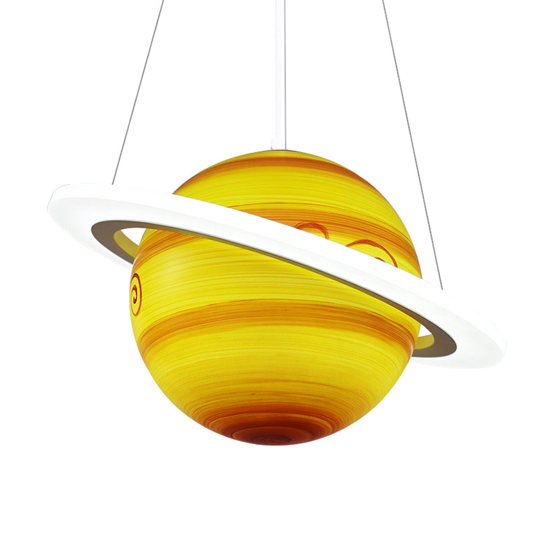 Niños 1 suspensión de bombilla Júpiter de color amarillo claro/Tierra azul/Naranja Sun Globe Posting Costelier con sombra acrílica