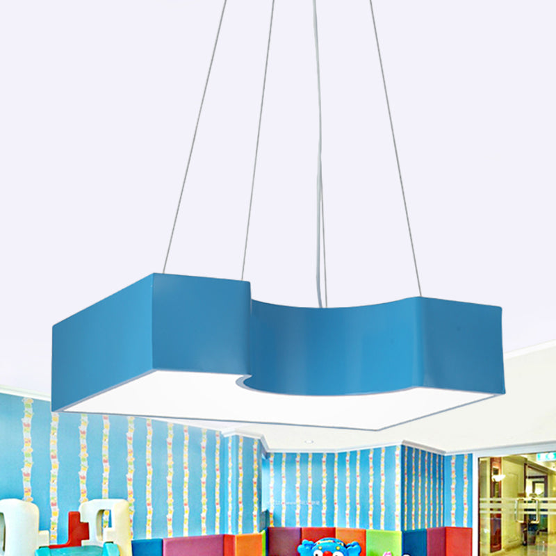 Arch Bridge Kindergarten Hanging Light Acrylic Kids LED Pendant Lighting Fixture in Red/Blue/Yellow