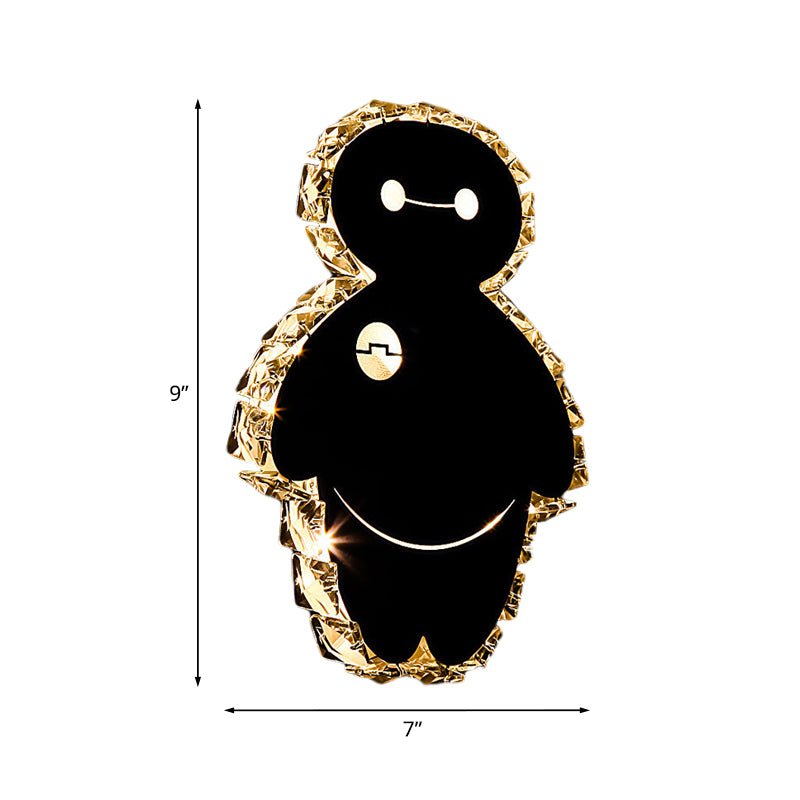 Chrom Cartoon Snow Man Mur Mount luminaire Simple K9 Crystal LED CHAMBRE ÉCLAIRAGE MUR IDÉES en lumière chaude / blanche