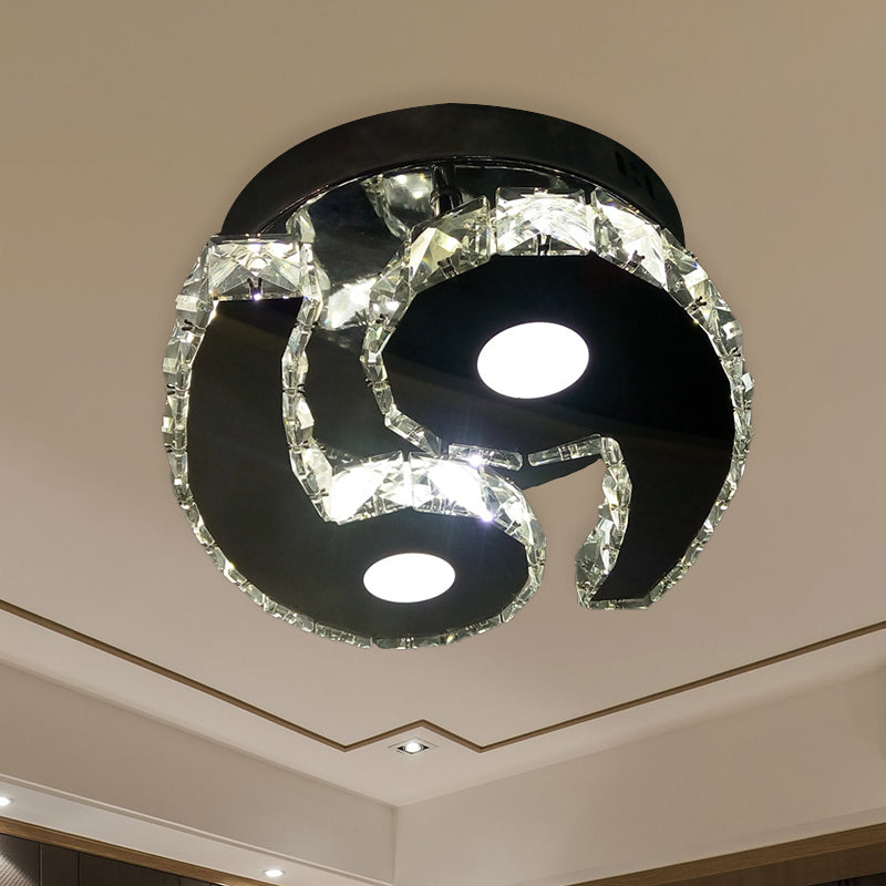 LED Wall Hanging Light Minimalist Double Six Beveled Crystal Wall Mounted Lamp in Chrome, Warm/White Light