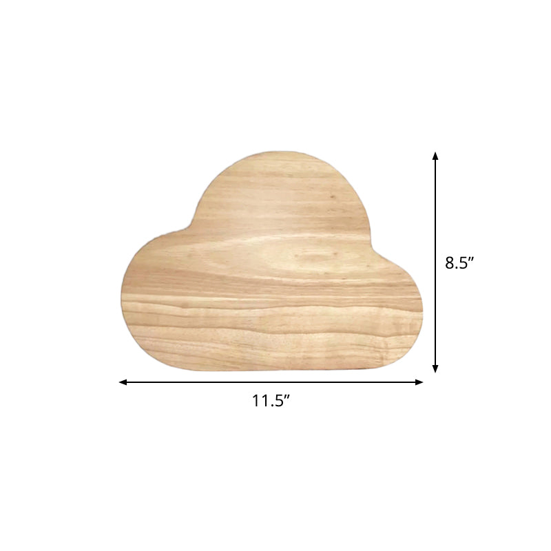 Wood Cloud Flush Mount Wall Sconce Minimalistic Beige LED Wall Mount Lamp in Warm/White Light