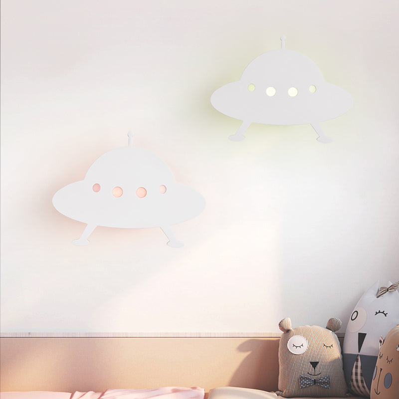Bambini UFO a filo monte a muro leggero letto per bambini al letto a LED SCONCE IL LIMINE IN BIANCO CON REMOTE