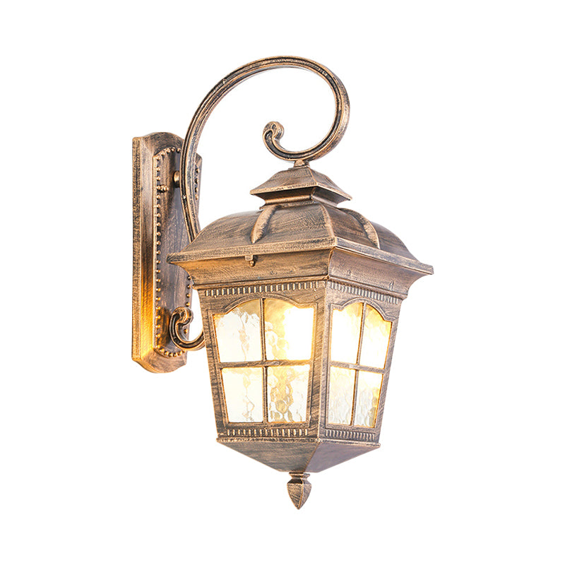 Éclairage mural de la cour lanterne Classic Glass Clear Glass 1-Light Bronze Mury Light