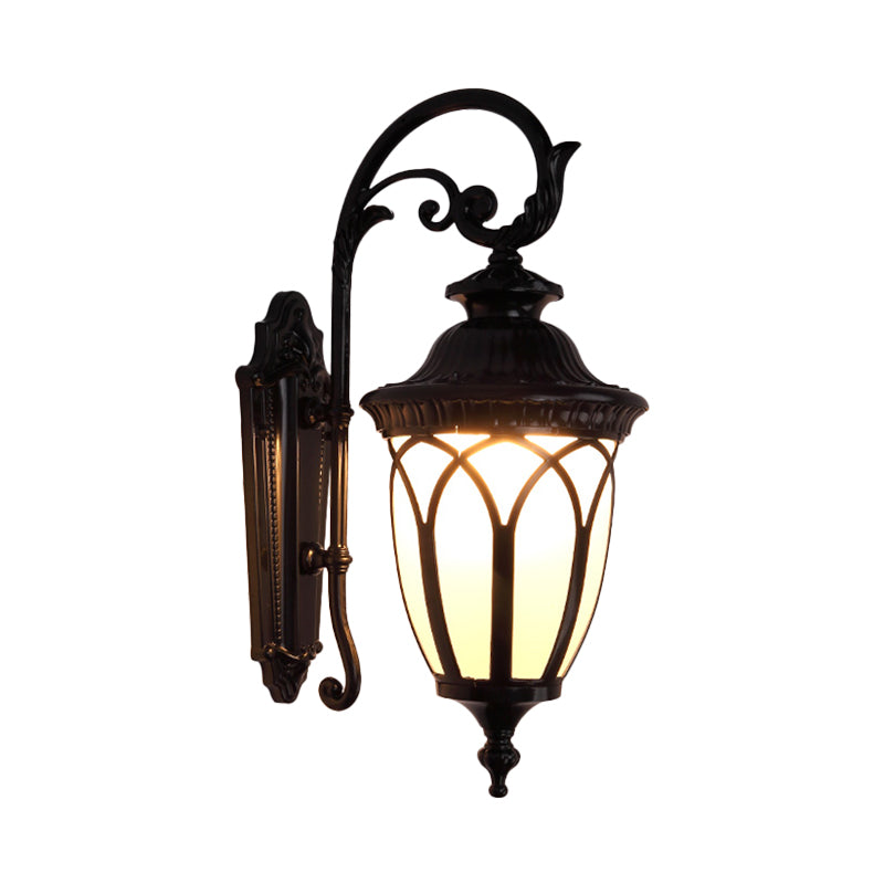 Pavilion Courtyard Wall Lighting Fixture Farmhouse Cream Glass 1-Light Black/Bronze Sconce