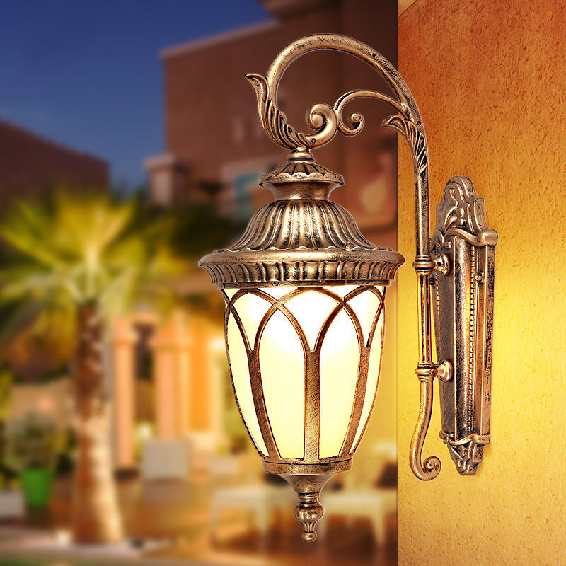 Pavilion Courtyard Wall Lighting Fixture Farmhouse Cream Glass 1-Light Black/Bronze Sconce
