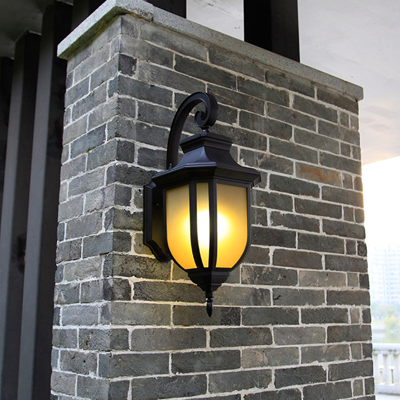 Tan Glass Black Wall Lamp Urn Shade 1-Light Traditional Style Wall Mount Light Fixture