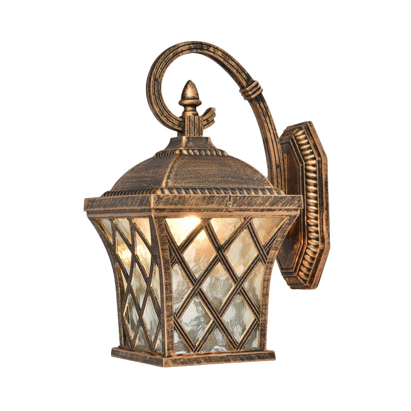 1 Glühbirdvogel -Wandbeleuchtungsideen rustikale Bronze Finish Clear Ripple Glass Wall Montage Lampe