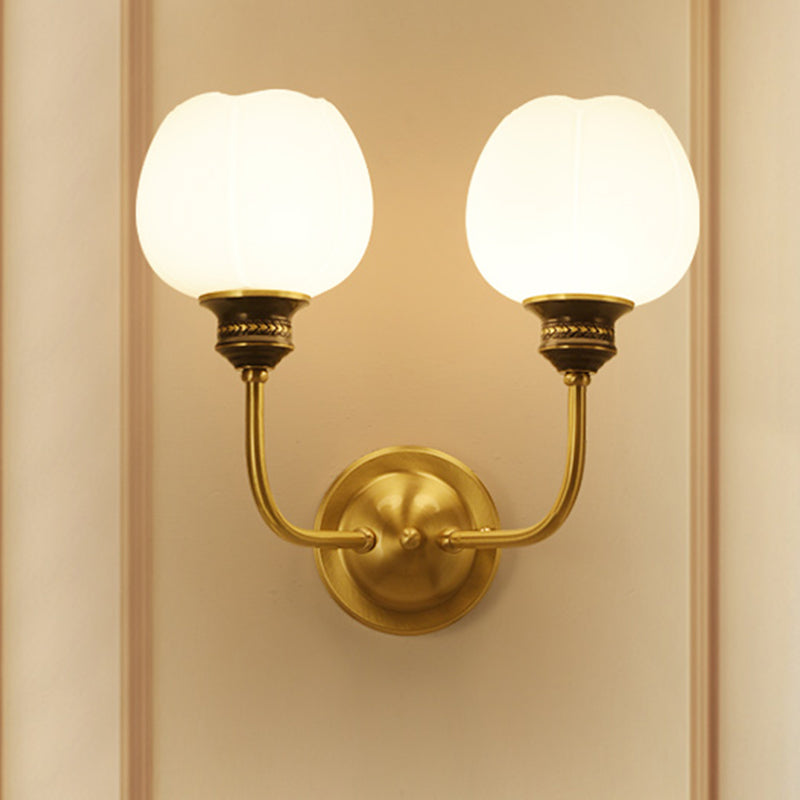 Goud 1/2-Bulb SCONCE LICT BEWER ANTIEKE MELFY GLAS BUD WANDELEMONTE LAMP VOOR LEVENKAMER