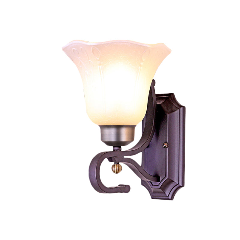 Vintage bloesem SCONCE WANDELLICHT 1/2-BULB FROWNED WIT GLAS WANDELLICHTING WAAR