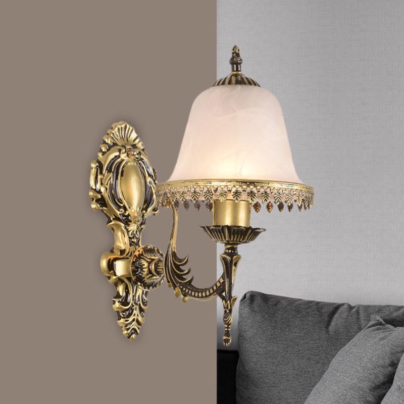 Éclairage d'éclairage d'applications en laiton Classic Ivory Verre 1/2-HEAD ROM MUR MURD MURD
