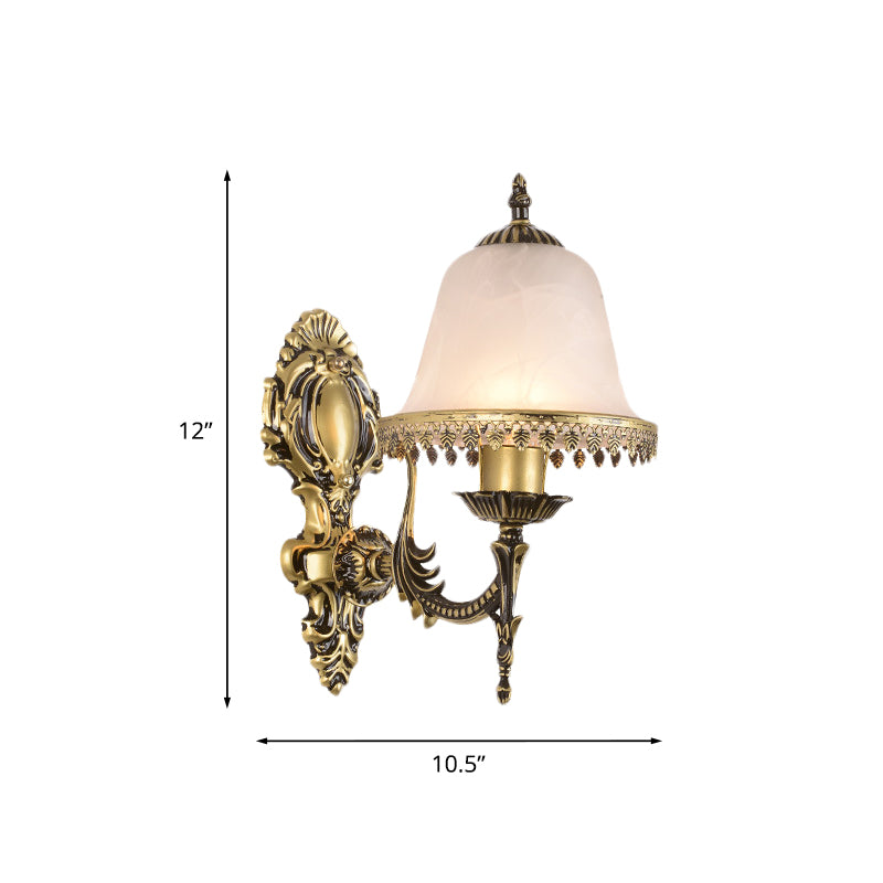 Éclairage d'éclairage d'applications en laiton Classic Ivory Verre 1/2-HEAD ROM MUR MURD MURD