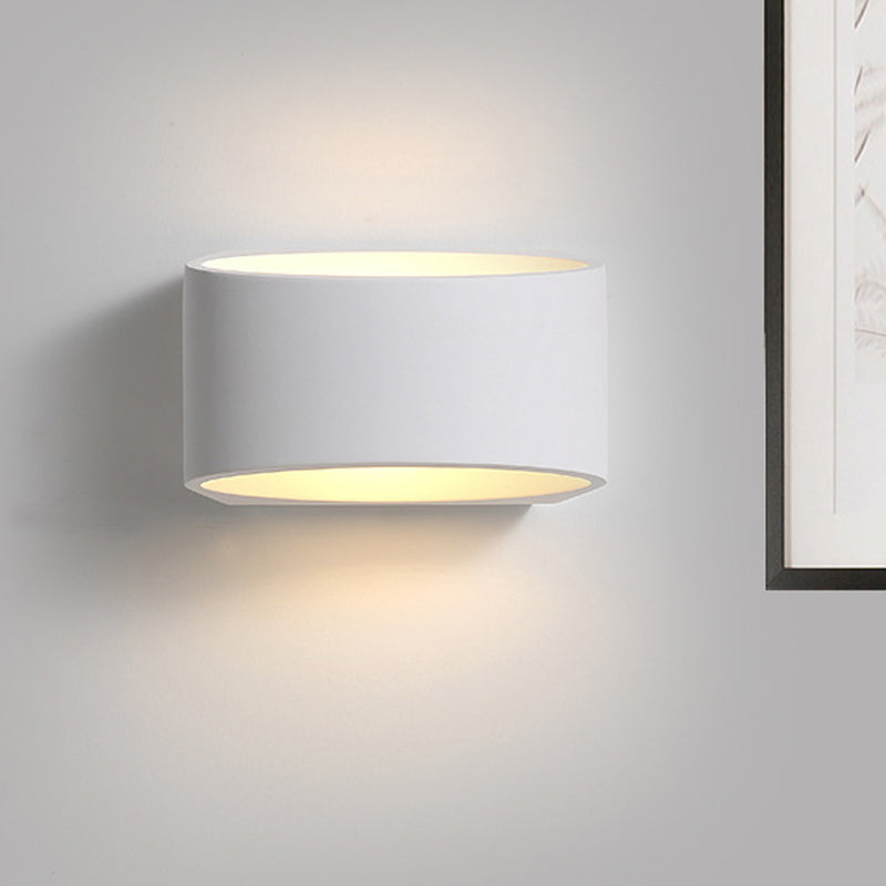 Oblong LED Wall Sconce Lighting Minimalist Gypsum 1-Head White Wall Lamp Fixture
