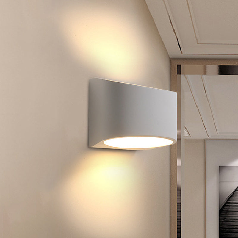 Oblong LED Wall Sconce Lighting Minimalist Gypsum 1-Head White Wall Lamp Fixture