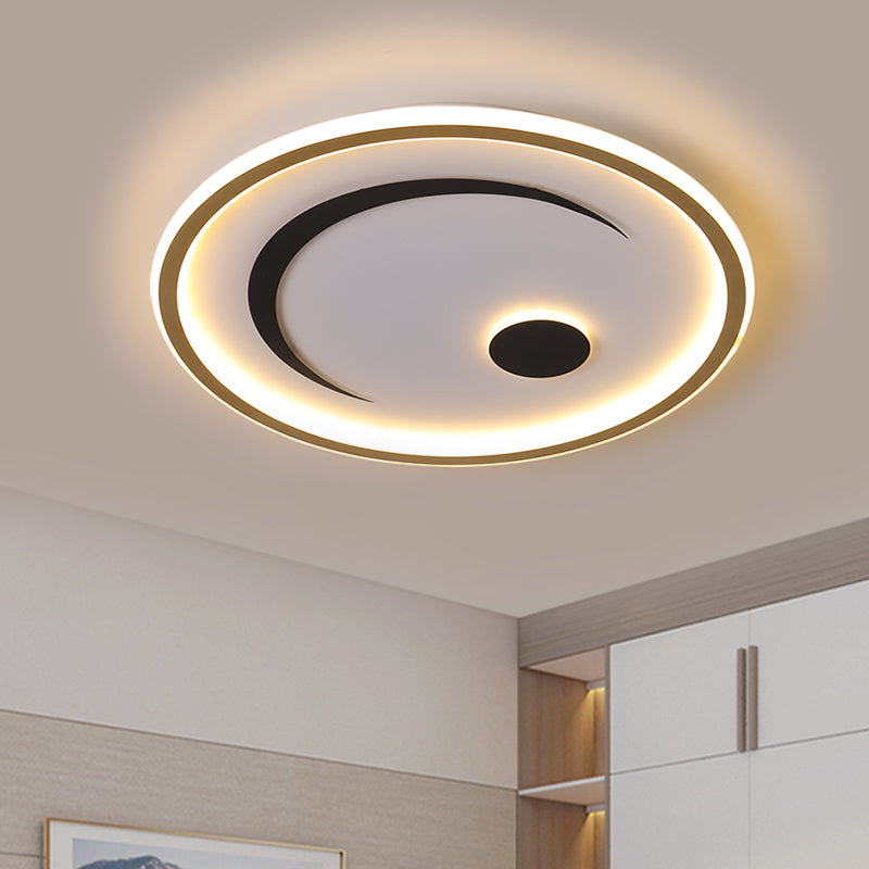Lampe LED ronde encastrée en acrylique, style nordique, luminaire décoratif d'intérieur, idéal pour une chambre à coucher, noir/or, blanc/lumière chaude