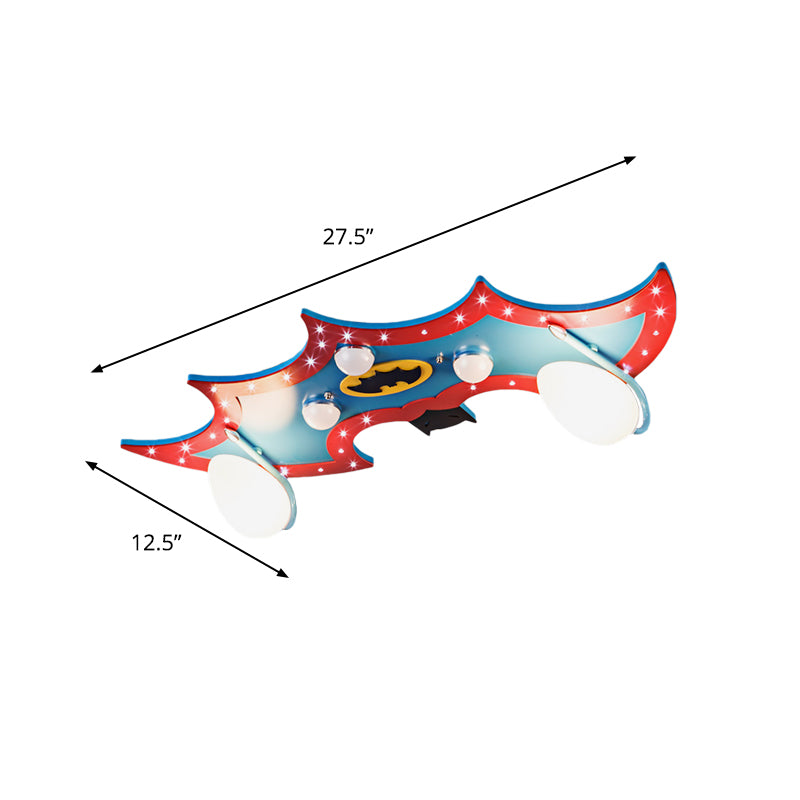 Luminaire encastré en forme de chauve-souris pour maternelle, plafonnier en bois à 2 lumières, plafonnier encastré en bleu et rouge