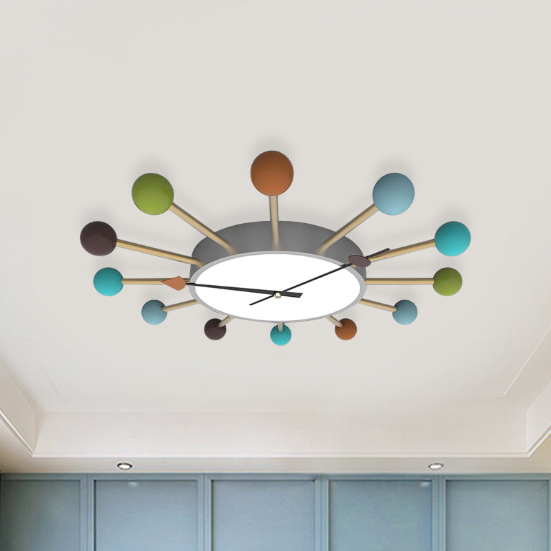 Nordic Clock Soffitto Flush Acrilico LED Camera da letto Flush Montato Luce con Legno Lollipop Deco