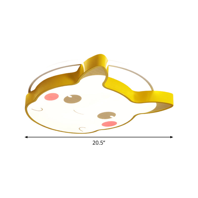 Cartoon Animal Flush Mount Light Acrylic LED Kids Bedroom Ceiling Flush in Yellow, Warm/White Light