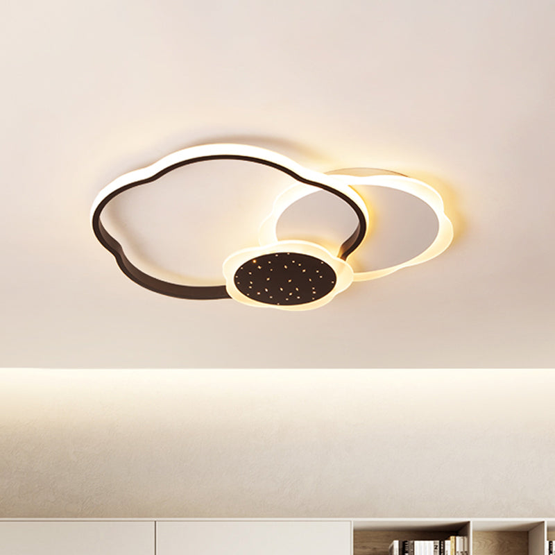 Éclairage encastré à fleurs noir/rose, plafonnier LED nordique en acrylique, lumière chaude/blanche