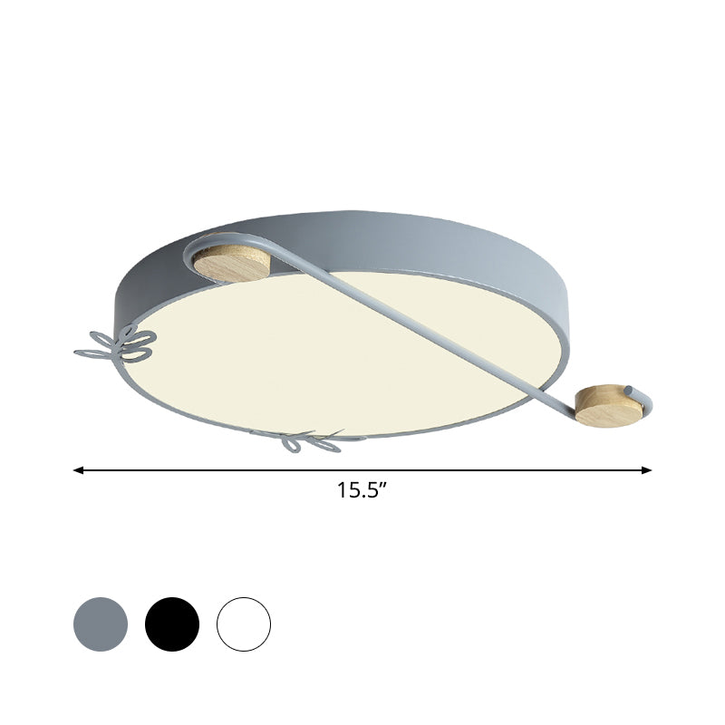 Plafonnier LED géométrique nordique en acrylique, luminaire décoratif de plafond, idéal pour un salon, gris/blanc/noir, en bois, avec décor de brins