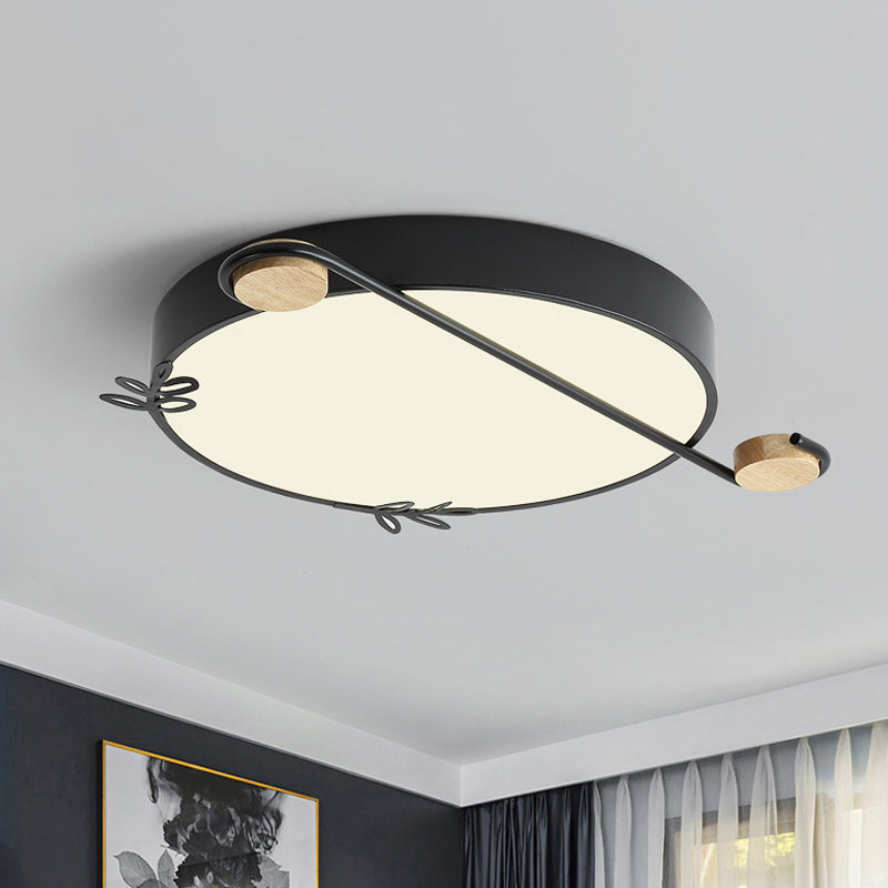 Plafonnier LED géométrique nordique en acrylique, luminaire décoratif de plafond, idéal pour un salon, gris/blanc/noir, en bois, avec décor de brins