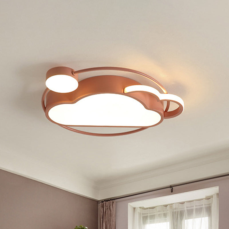 Fer Soleil et Nuage Plafonnier Éclairage Dessin Animé LED Plafonnier en Rose/Bleu pour Chambre D'enfant