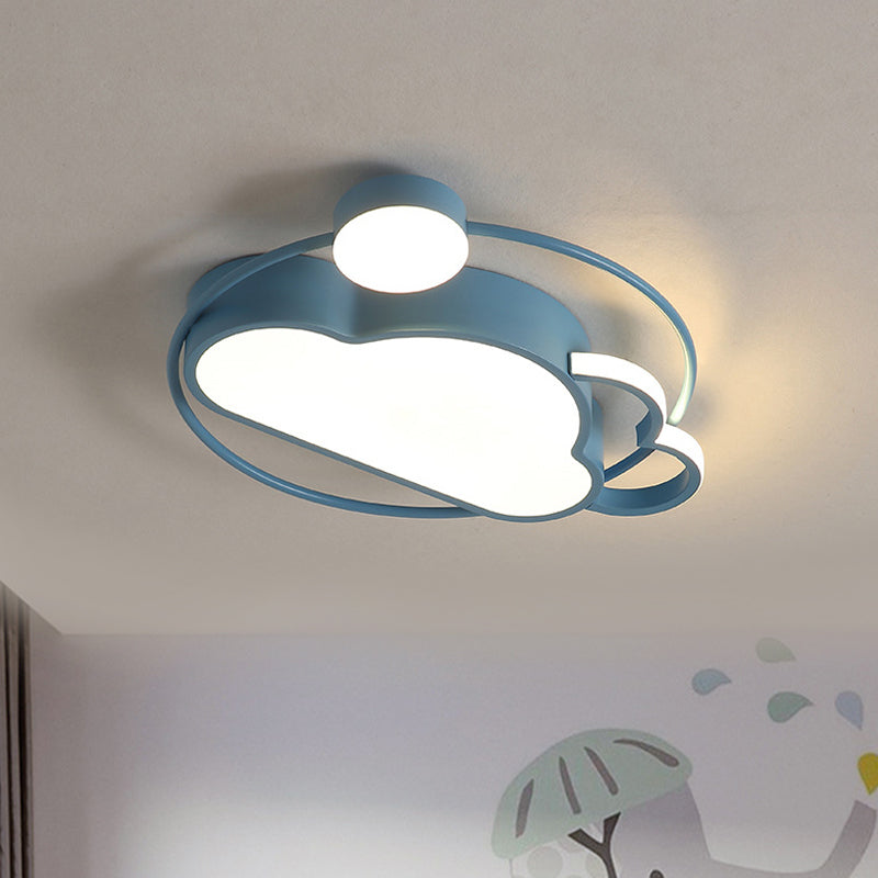 Fer Soleil et Nuage Plafonnier Éclairage Dessin Animé LED Plafonnier en Rose/Bleu pour Chambre D'enfant