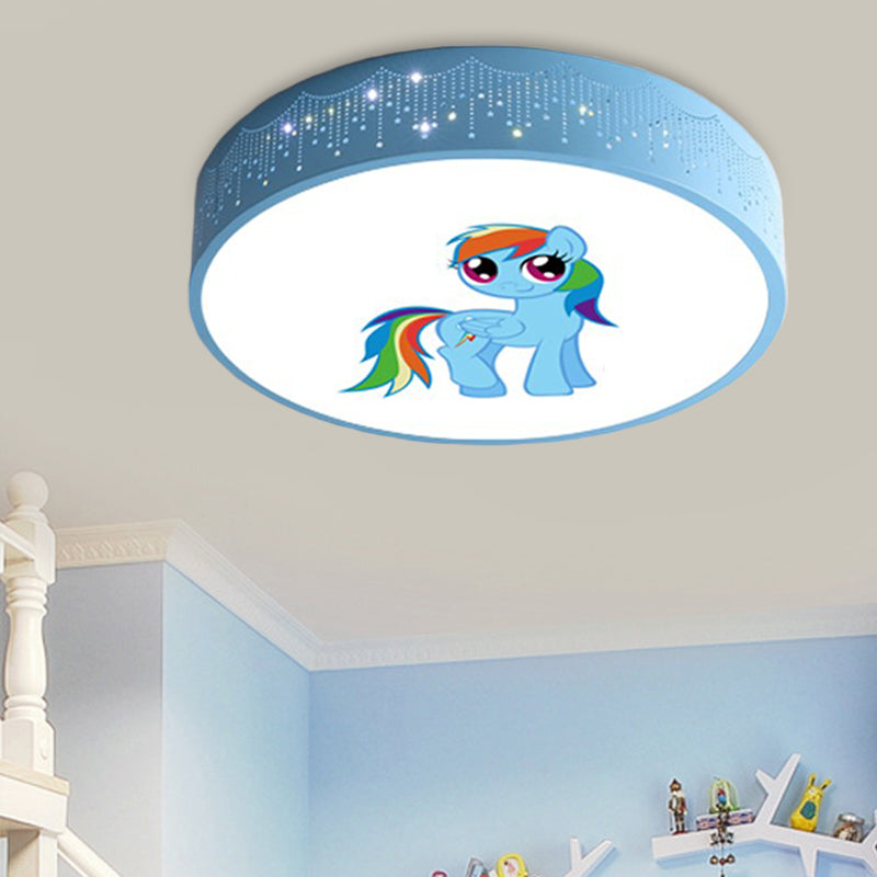 Lámparas LED incrustadas de dibujos animados, lámpara de techo con patrón de Unicornio rosa / azul, con pantalla de acrílico