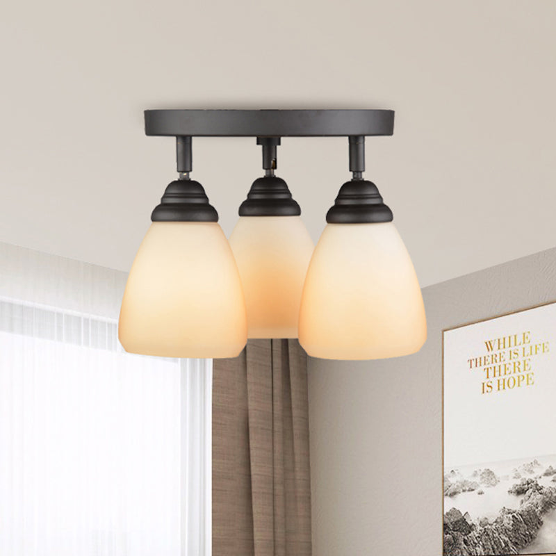 Cône à vitre blanc Coulange de chasse à 3 Light Chadow Semi Flush Flush Mount Lightture